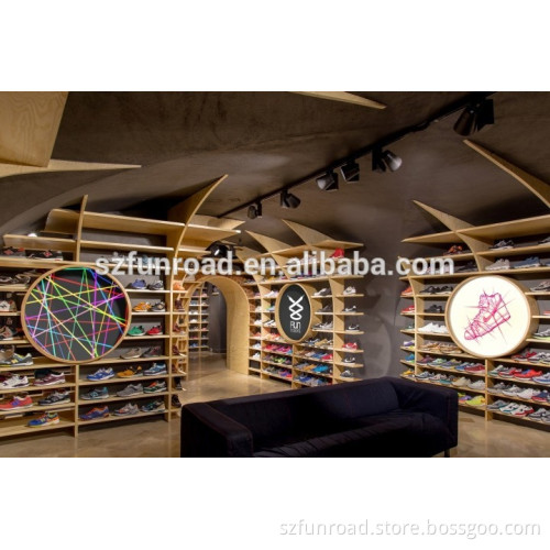 Top grade shoe wall display showcase for shoes showroom design
